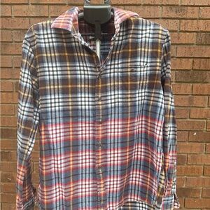 Johnnie O Plaid Flannel Shirt Hangin Out Kemper Laguna Blue Mens Size Medium EUC